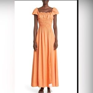 ALTUZARRA Lily Shirred-Bodice Slit Maxi Dress Orange